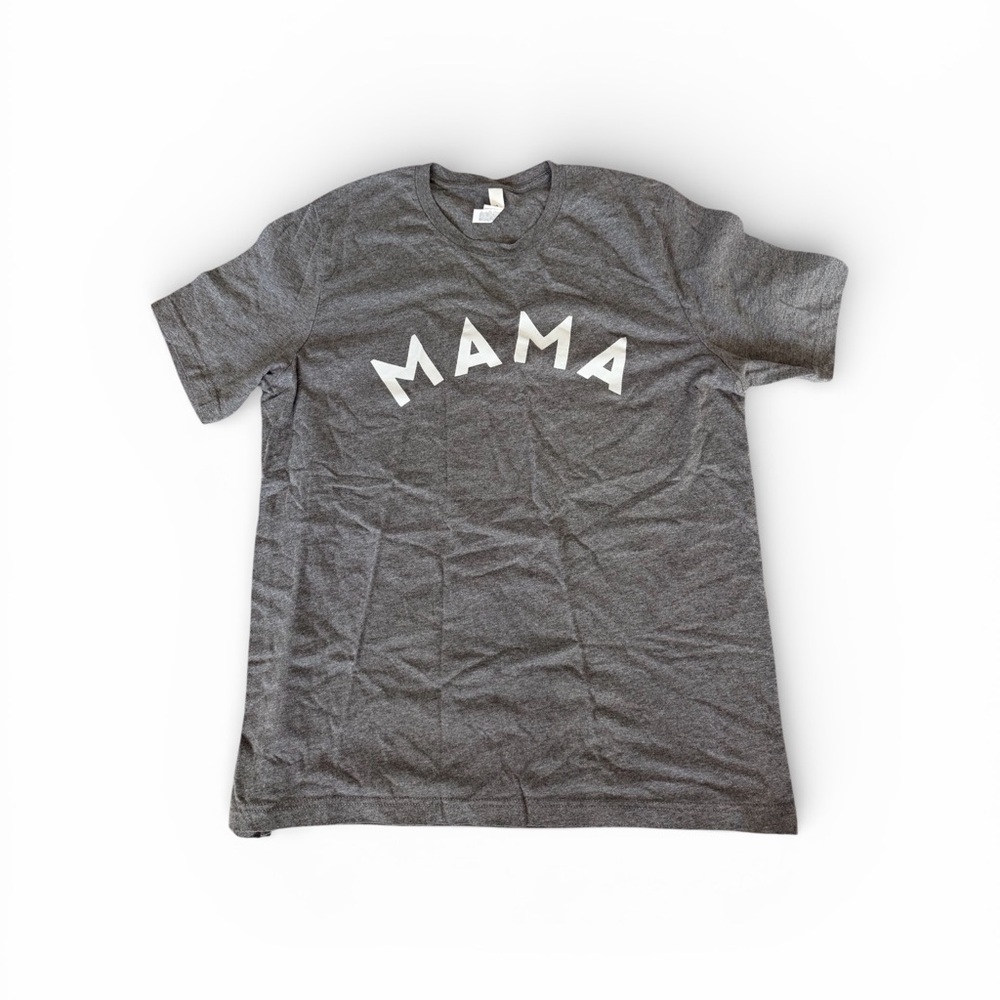 Gray Women's Tee with White 'MAMA' Print